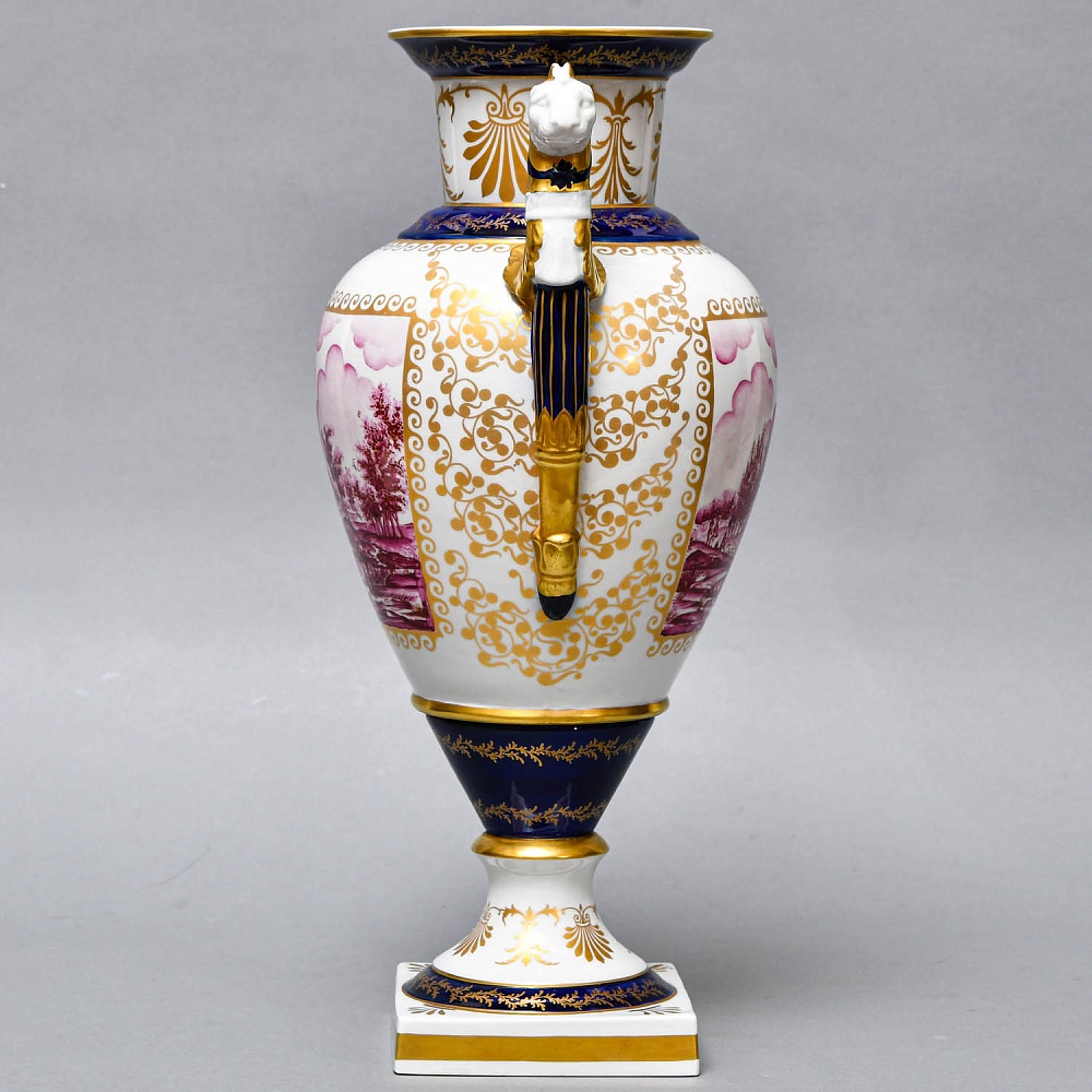 Коллекционные Парные Фарфоровые Вазы в стиле Ампир, Giulia Mangani Италия, середина ХХ века. 